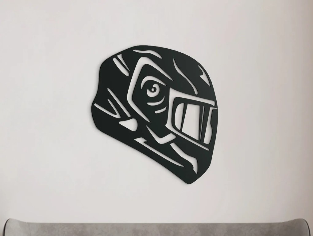 drevko Drevená nálepka Motorkárska prilba Rozmer obrazu: 35,5 x 32,5 cm, Farba dekorácie: Čierna