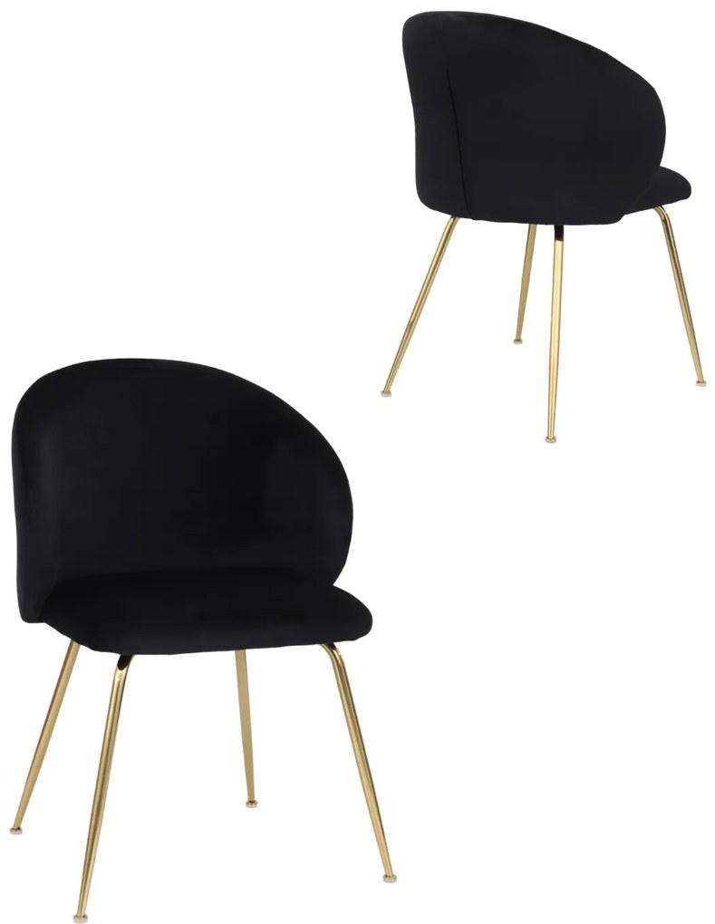 Jedálenská stolička Ganta Gold, čierny zamat