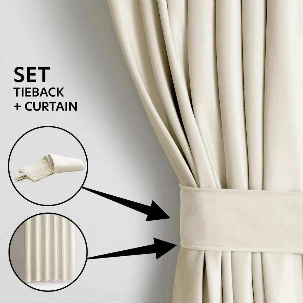 Krémovobiely zamatový dimout záves 140x245 cm Pleat – Restilo