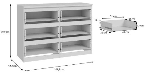 Komoda s zásuvkami MAO biela