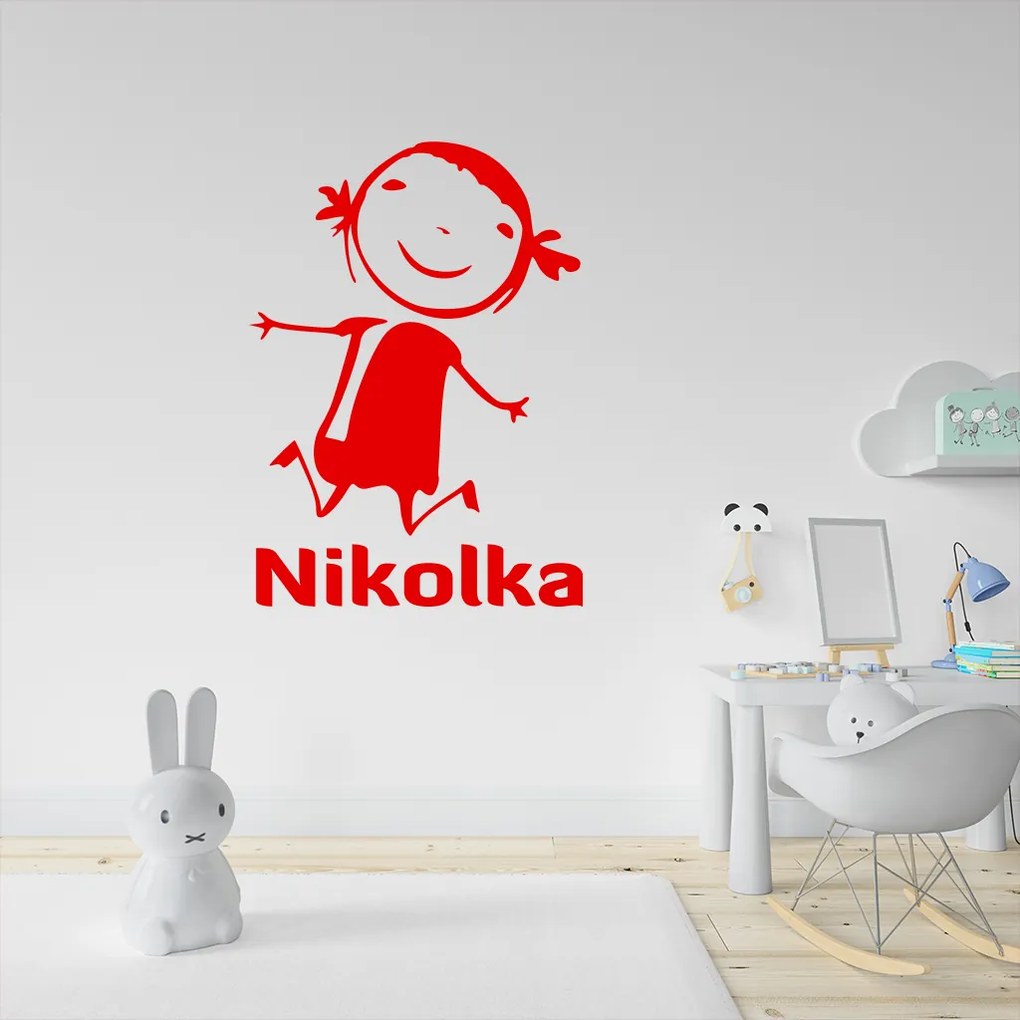 Veselá Stena Samolepka Dievčatko s menom Farba: zelená, Veľkosť: 60 x 43 cm