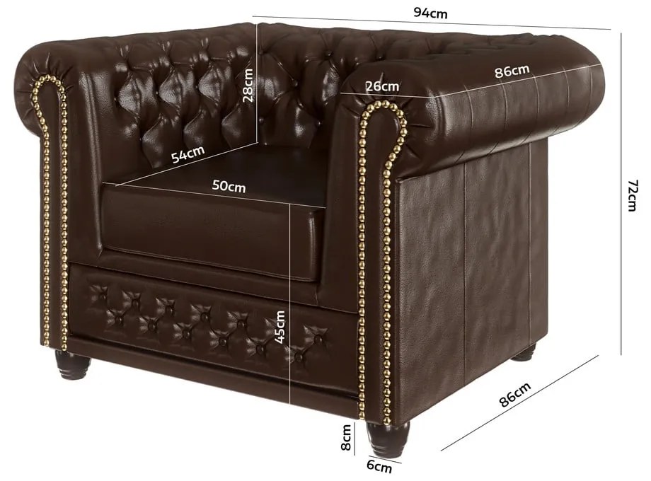 Tmavohnedé kreslo z imitácie kože York - Ropez