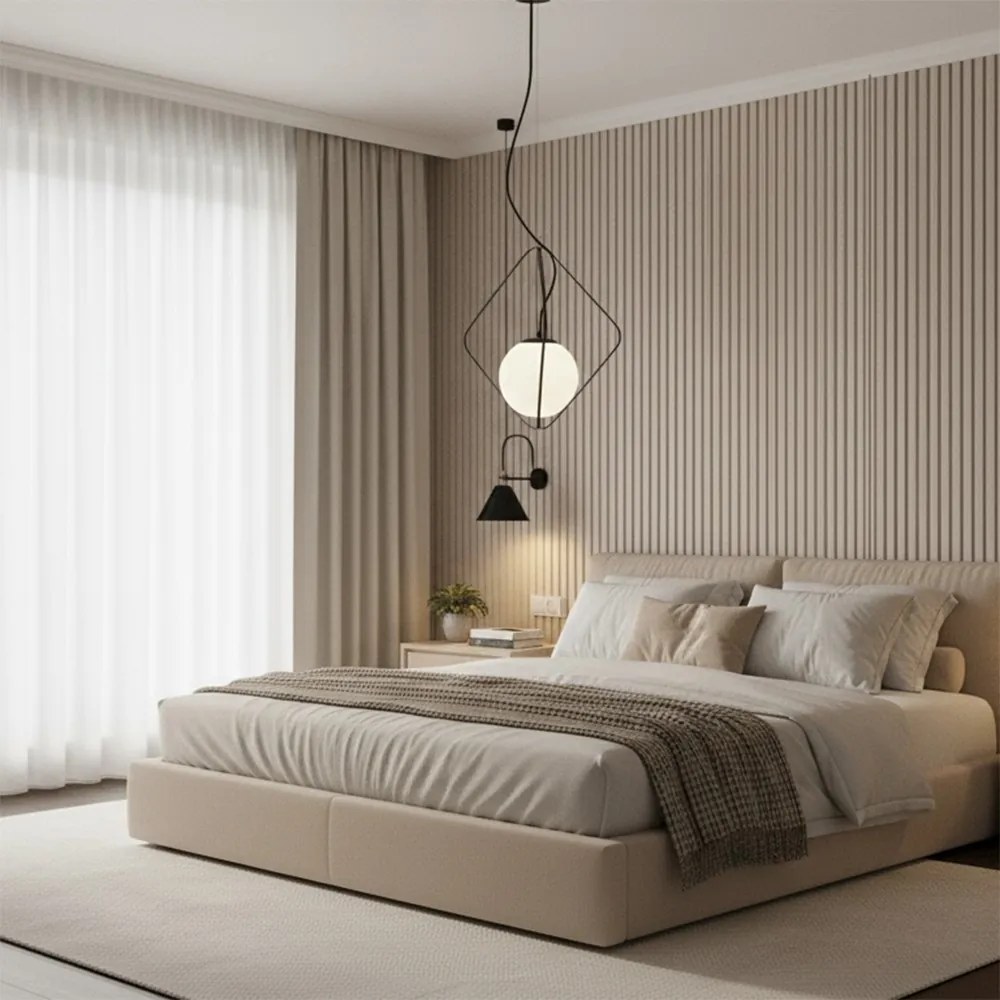 Závesná lampa LA BELLE IV čierna/biela