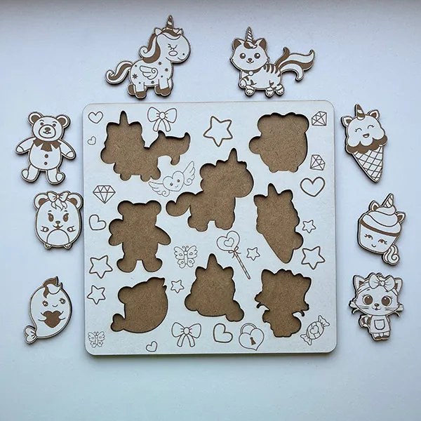 Drevené detské puzzle - FUNKY - Sivá