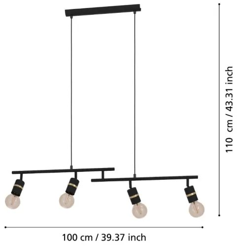 Eglo 900177 - Luster na lanku LURONE 4xE27/10W/230V