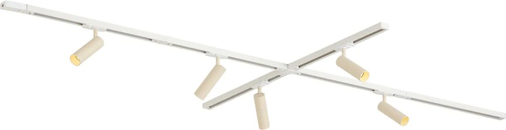 Moderný koľajnicový systém s 5 bodovými svetlami biely s béžovou 1-fázový GU10 35mm - Iconic Jeana Luxe