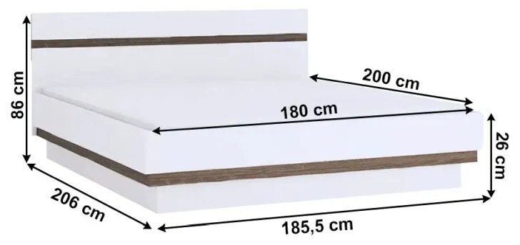 Kondela Posteľ LYNATET TYP 93, biela, 180x200 cm