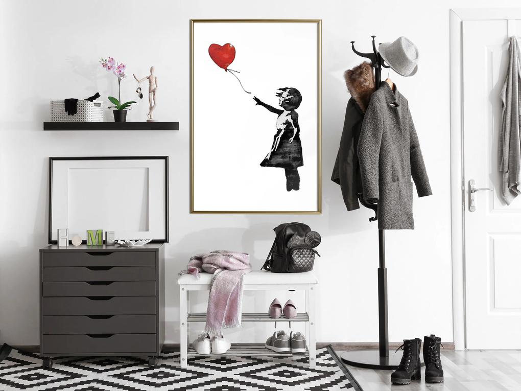 Artgeist Plagát - Banksy: Girl with Balloon [Poster] Veľkosť: 30x45, Verzia: Zlatý rám