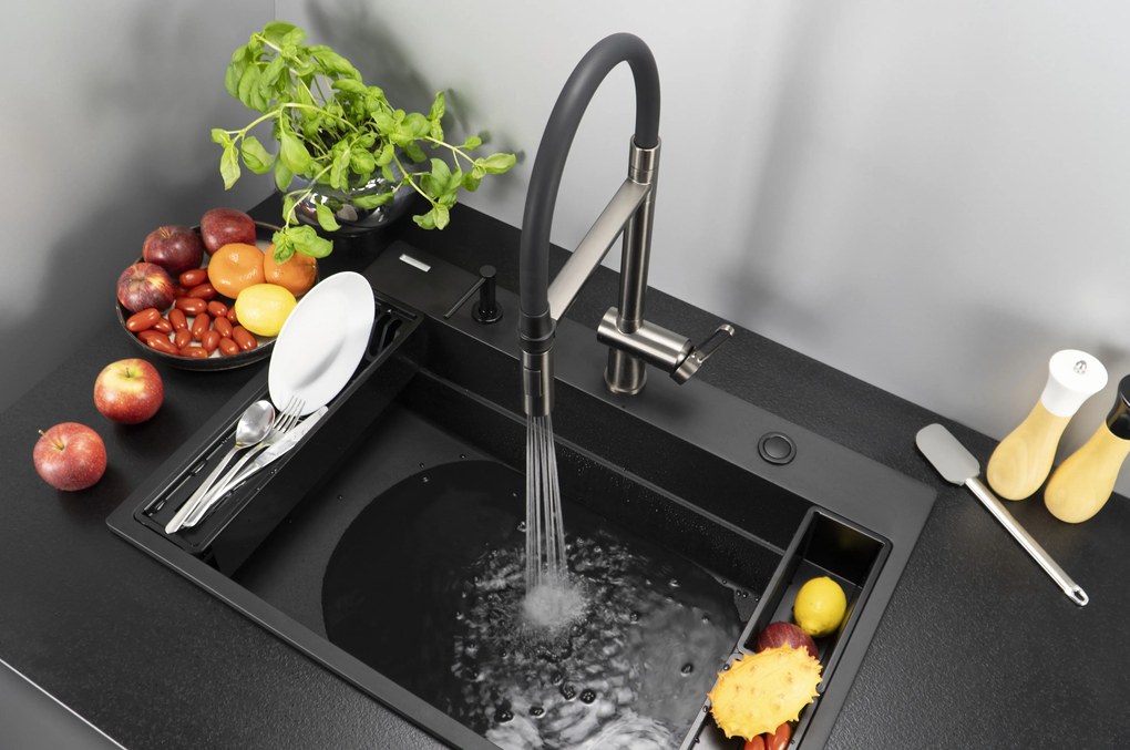 Deante Magnetic, súprava príslušenstva k kuchynskému drezu série Magnetic, čierna matná, DEA-ZZMKN22K