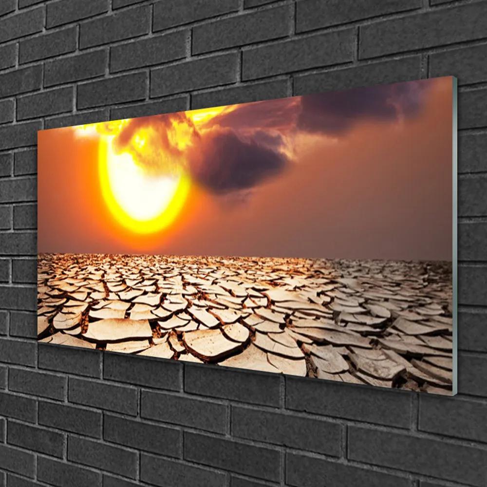Skleneny obraz Slnko púšť krajina 120x60 cm
