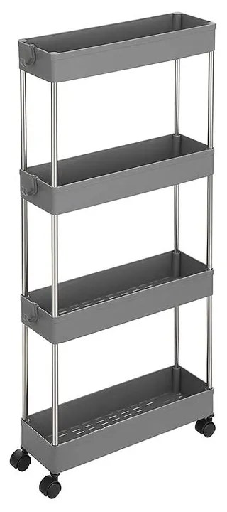 Regál na kolieskach SLIM, 4 úrovne, 12,5x40x86cm, sivá SongmicsHome