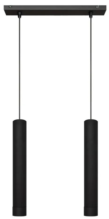 LED Luster na lanku TUBA 2xGU10/4,8W/230V čierna