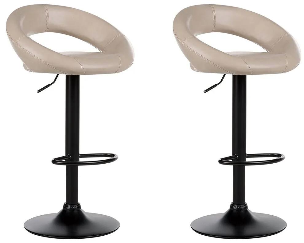 Sada 2 barových stoličiek z umelej kože svetlobéžová PEORIA II Beliani