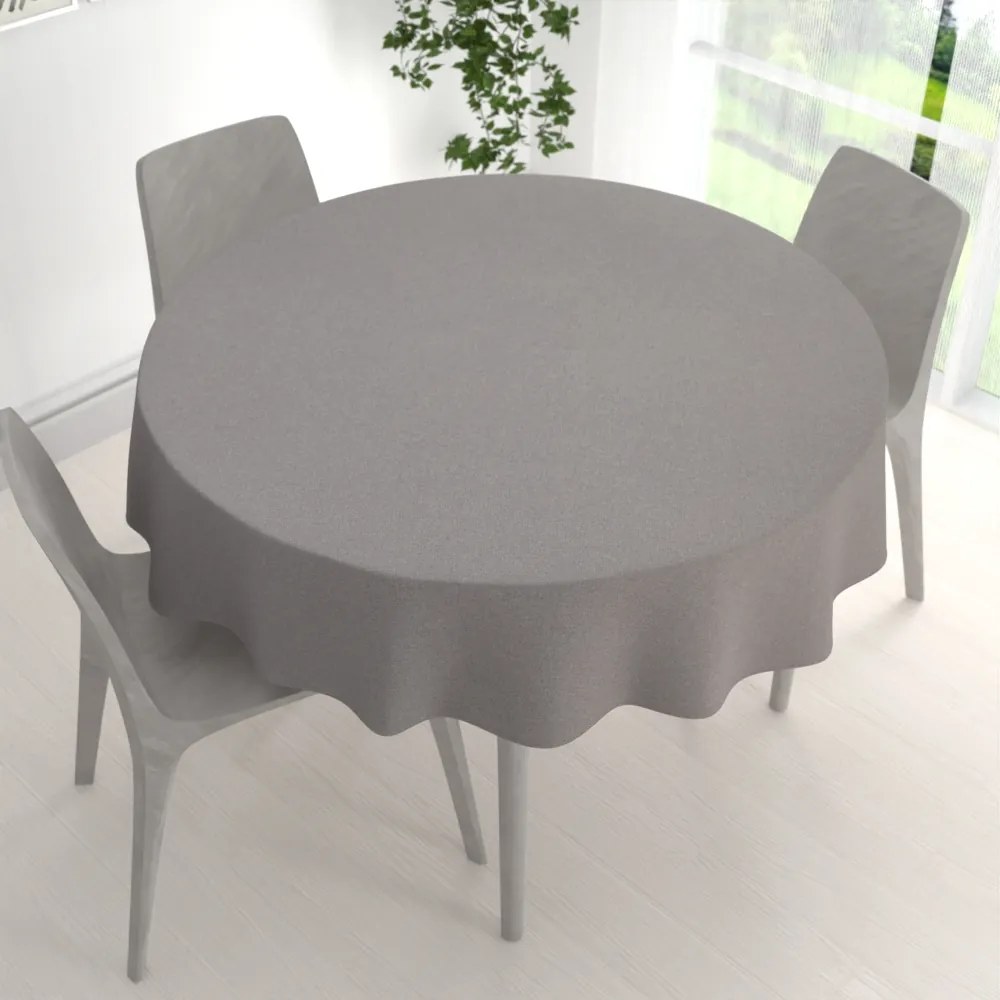 Biante Dekoračný okrúhly obrus BKR-503 Sivý režný Ø 130 cm
