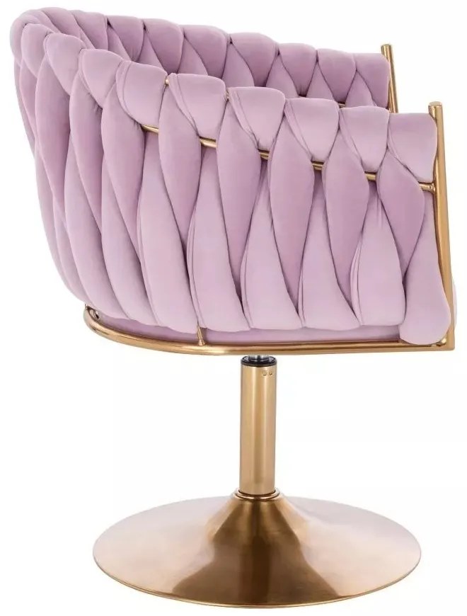 LuxuryForm DESIGN Stolička NORDEN VELUR na zlatom tanieri - levanduľa