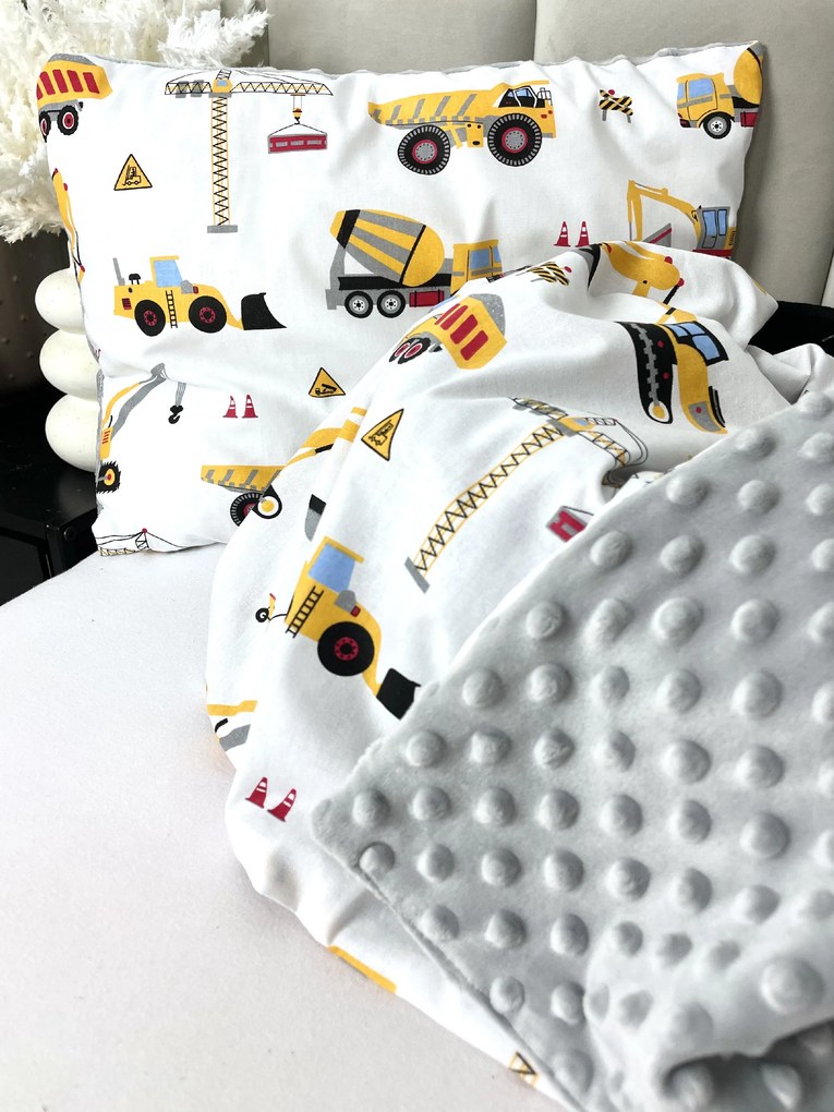 INTERMEDIC SK Set Intermedic do kočíka Nákladné vozidlá/minky sivá 100x75/40x30 cm