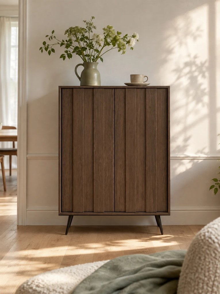 Vysoká komoda Flaro 93 cm s osvetlením - dub dunin