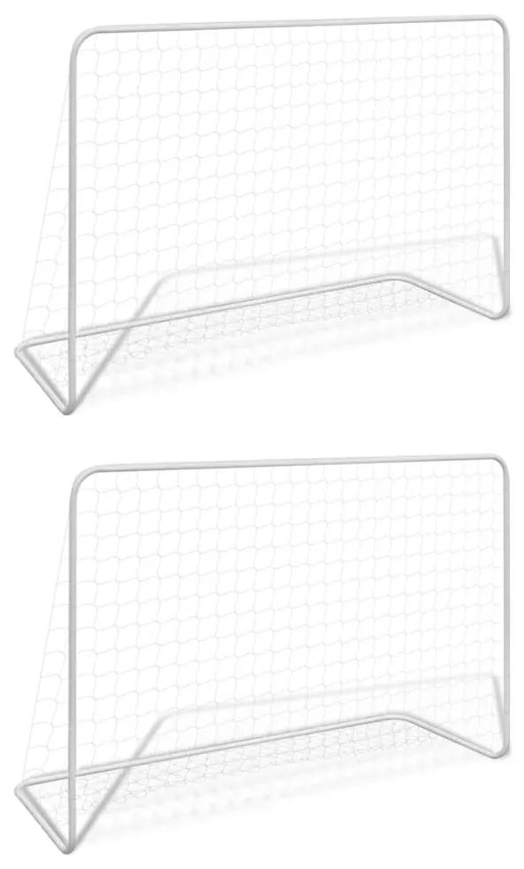 vidaXL Futbalové bránky so sieťami 2 ks 182x61x122 cm oceľové biele