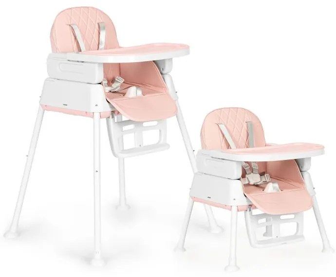 Detská stolička na kŕmenie 3v1 skladacia Ecotoys Pink