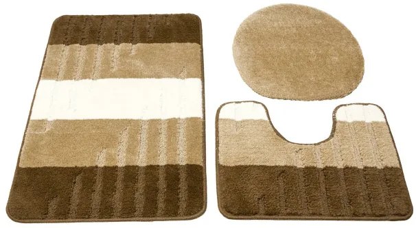 Sada kúpeľňových koberčekov VIC béžová / hnedá, pruhy