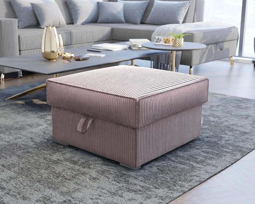 Svetlofialový taburet SMART COSARO s úložným priestorom 65x65 cm
