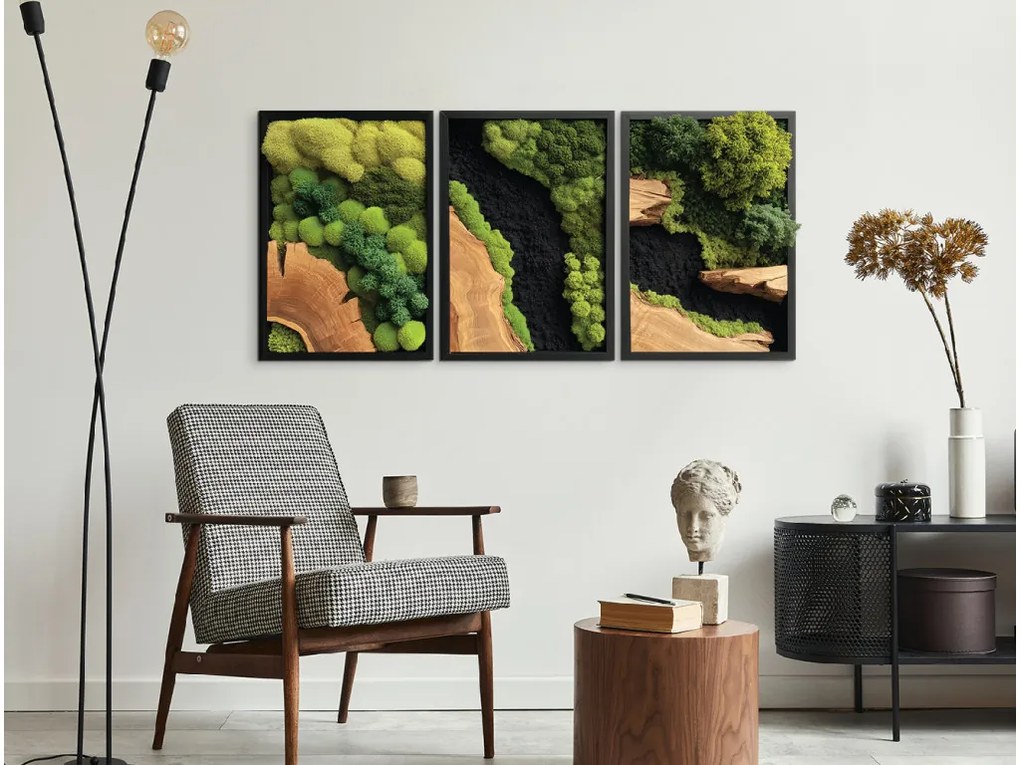 drevko |  Trojdielny machový obraz Hlbočina (UV tlač)  41 x 90 cm