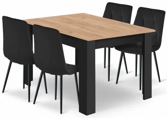 Jedálenský stôl NP so štyrmi stoličkami LIBRA čierne