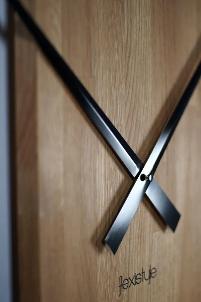 Dizajnové nástenné hodiny v kombinácií dreva a kovu 80 cm