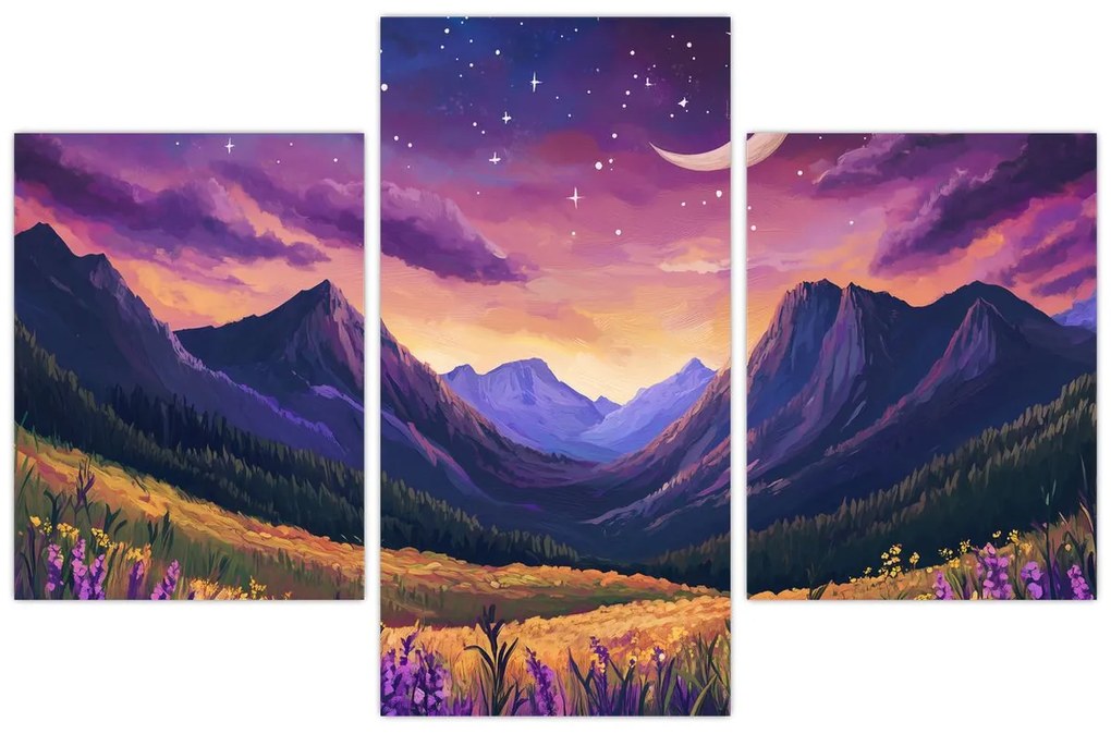 Obraz - Fialová krajina (90x60 cm)