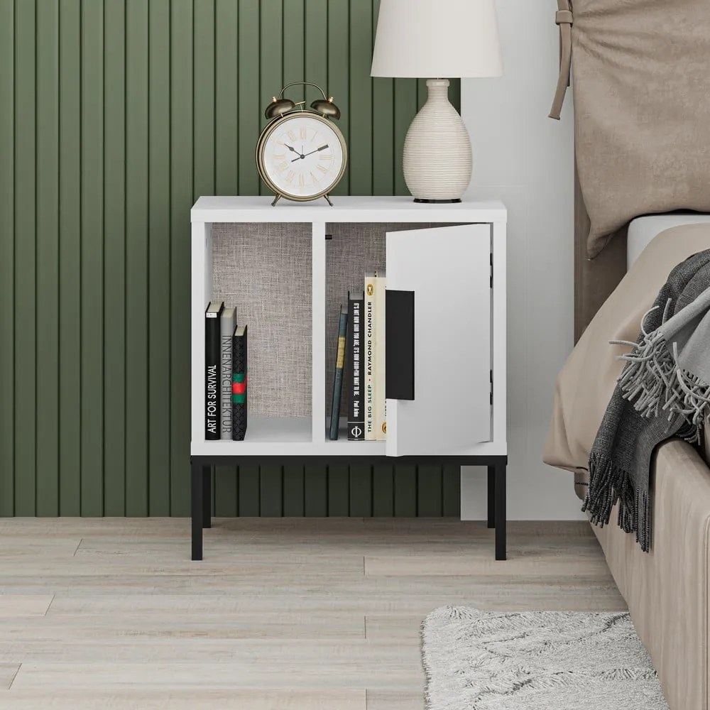 Biely nočný stolík s poličkami Lani – Marckeric