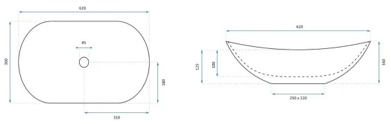 REA-U8597 - Umývadlo na dosku ROYAL 36x62 cm keramika/mramorový dekor