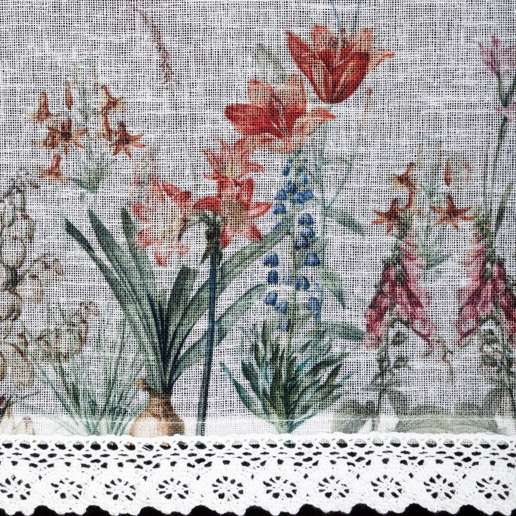 EUROFIRANY KRÁTKA ZÁCLONA NA PÁSKE NEMEZJA 150X30 CM KVETY