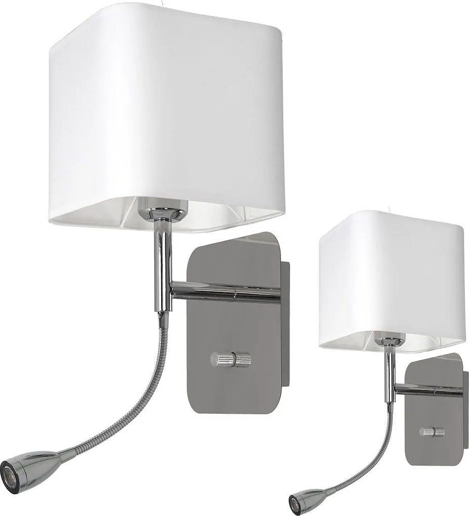 Nástenné svietidlo Napoli, 1x biele textilné tienidlo + 1xLED 1w, ch