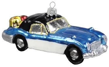 Vianočná ozdoba – autíčko modré s darčekmi