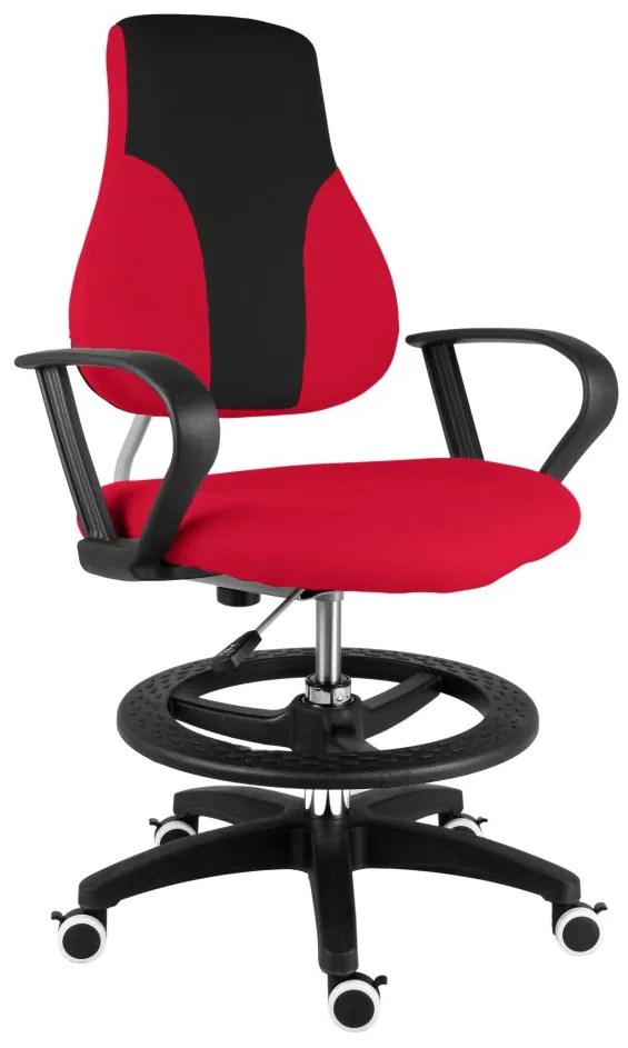 Detská rastúca stolička Neoseat KINDER — látka, čierna / červená