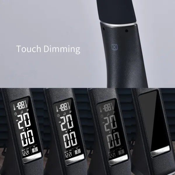 Immax 08947L -LED Stmievateľná stolná lampa s displejom LEATHER LED/7W/230V čierna