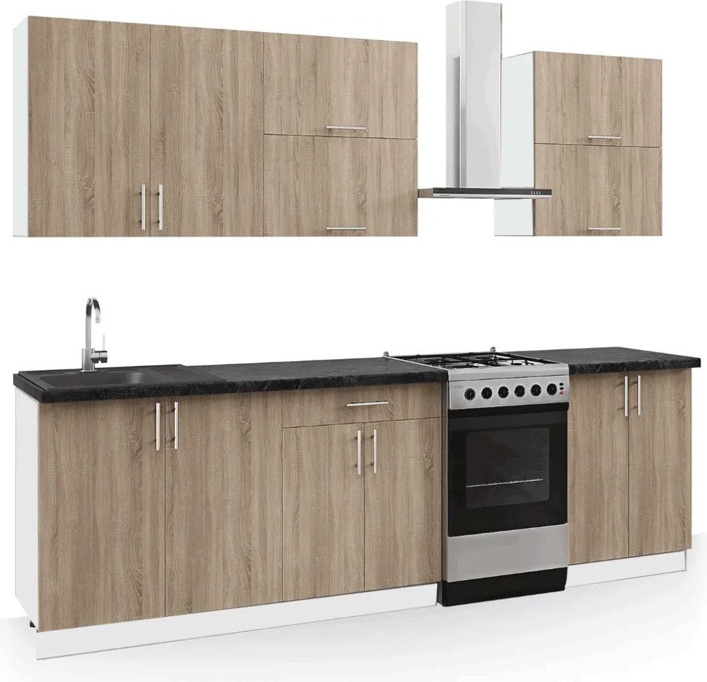 Kuchynská linka 200 FORESTA, dub truffel-biela