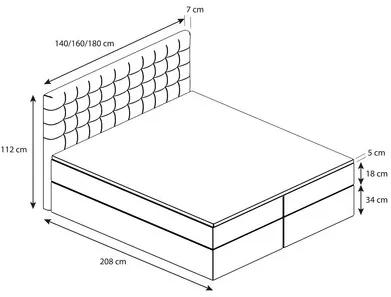 Čalúnená posteľ BARI sivá rozmer 180x200 cm