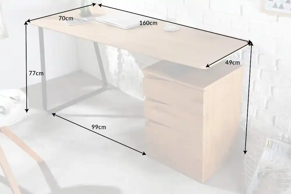 Dizajnový písací stôl Kiana 160 cm vzor dub | BIANO