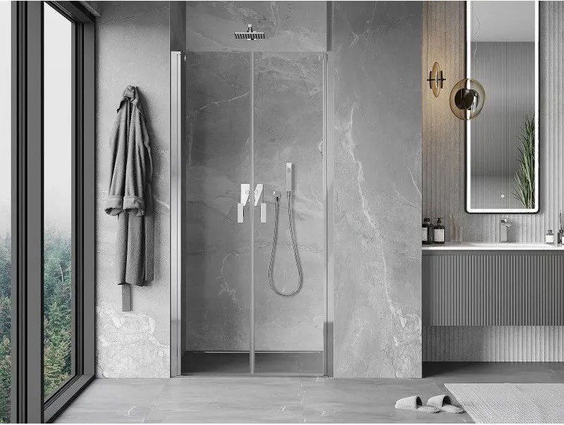 Mexen MIST, 2-krídlové sprchové dvere (d+d) 95x200 cm, 6mm číre sklo, chrómový profil, 8A7-095-000-01-00