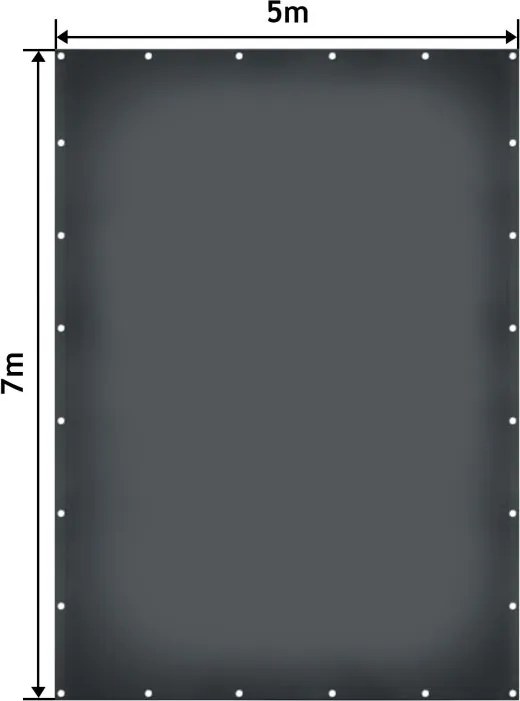 JAGO Plachta 650 g/m², hliníkové oká, antracit, 5 x 7 m