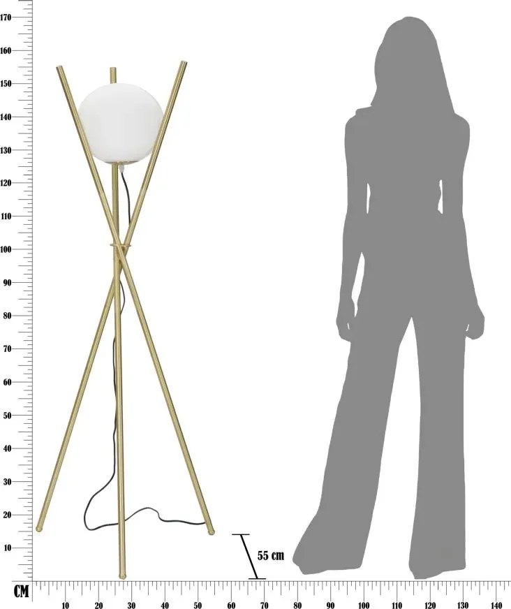 Stojacia lampa Glamy 155 cm biela/zlatá