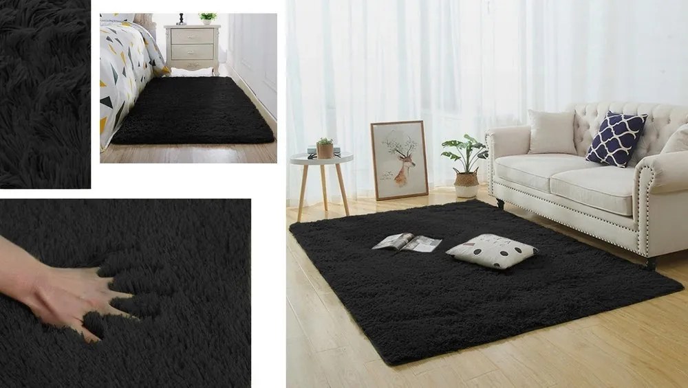 Shaggy koberec Lana v čiernej farbe – obdĺžnikový Rozmer: 120x170 cm