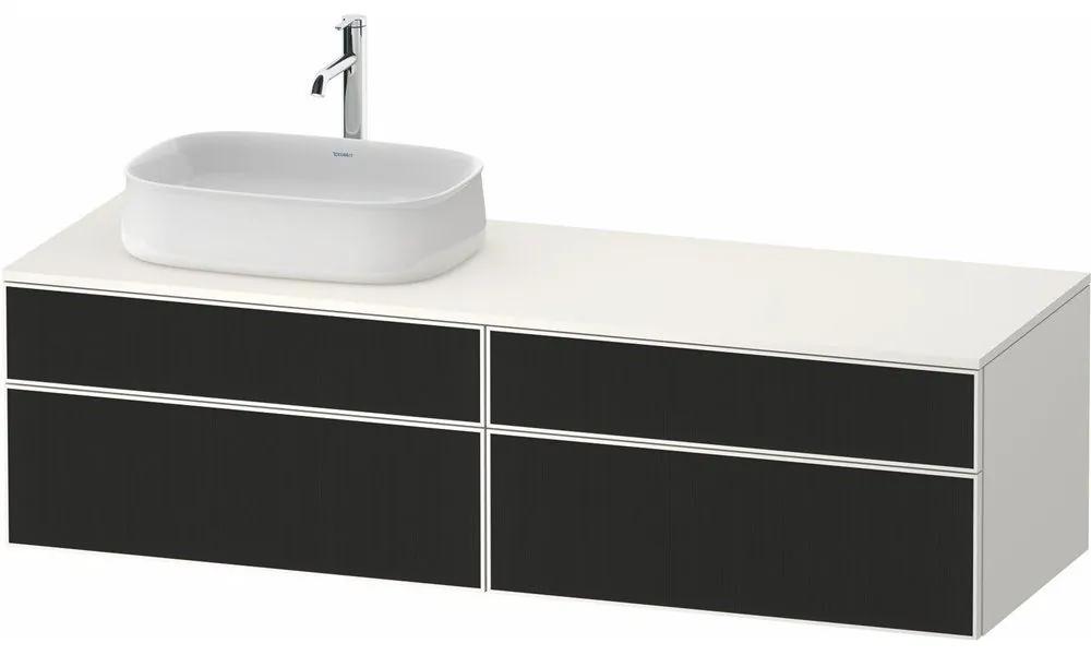 DURAVIT Zencha závesná skrinka pod umývadlo na dosku (umývadlo vľavo), 4 zásuvky, 1600 x 550 x 442 mm, čierna líniová štruktúra/biela super matná, ZE4824L63840000
