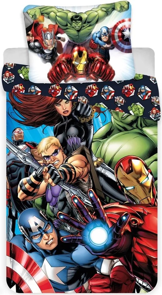 Jerry Fabrics Detské bavlnené obliečky Avengers 03, 140 x 200 cm, 70 x 90 cm
