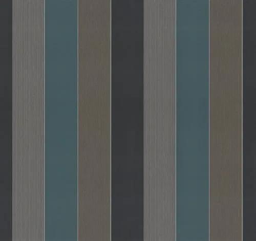 Vliesové tapety, pruhy tyrkysovo-hnedé, Guido Maria Kretschmer 1336520, P+S International, rozmer 10,05 m x 0,53 m