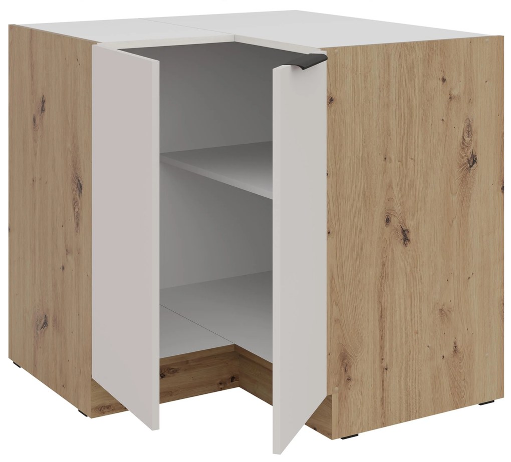 Rohová dolná kuchynská skrinka Sayla 90x90 DN 2F BB (kašmír + dub artisan). Akcia -20%. Vlastná spoľahlivá doprava až k Vám domov. 1121420