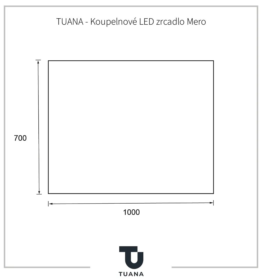 TUANA - Kúpeľňové LED zrkadlo Mero - 100x70 cm