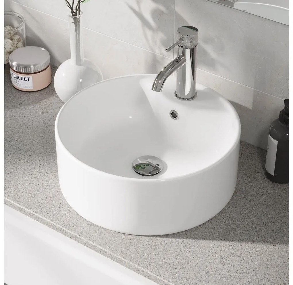 BATH DELUXE 06-038-09-11-00 - Umývadlo na dosku VIKEDAL Ø 38 cm keramika/biela