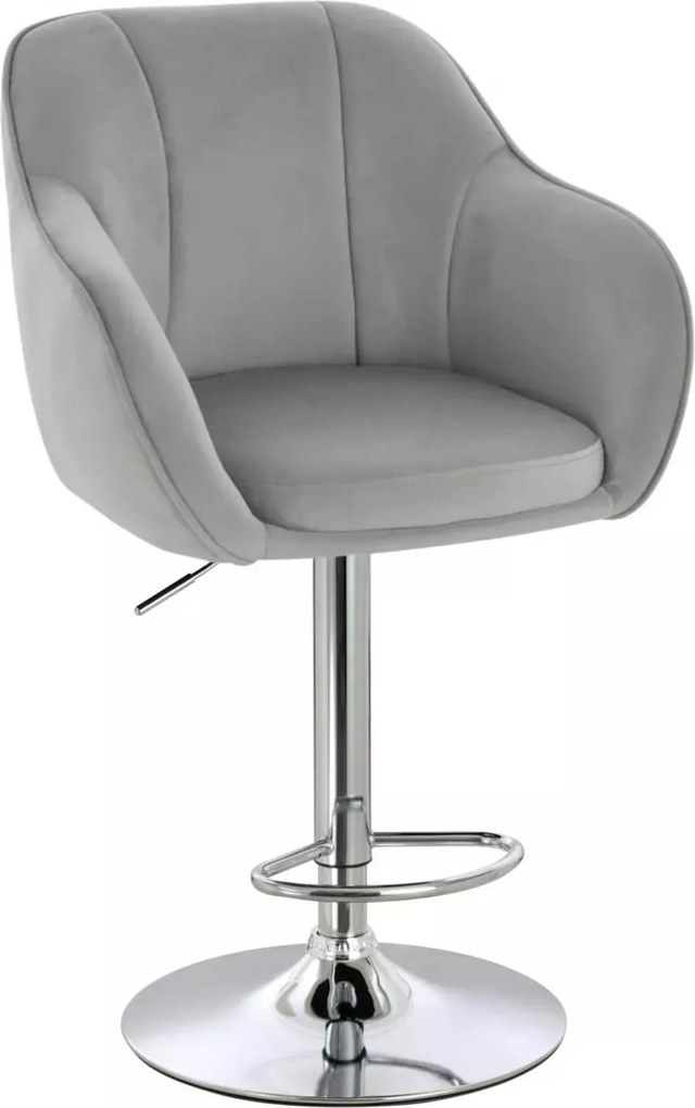 LuxuryForm DESIGN Barová stolička AVOLA VELUR na striebornom tanieri - svetlo šedá